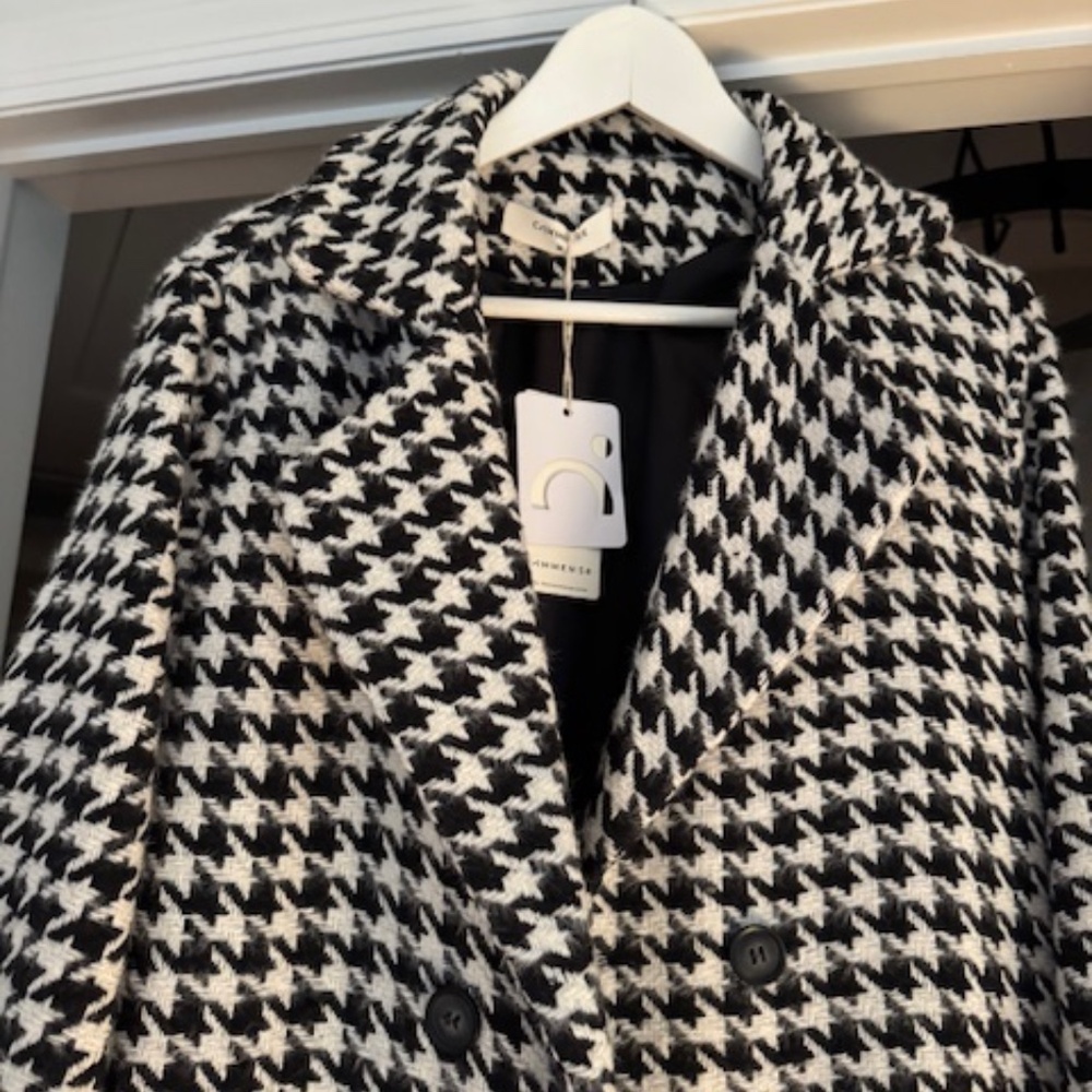 COMMENCE Oversized Houndstooth Tweed Trench Coat Size M NWT - Picture 8 of 10